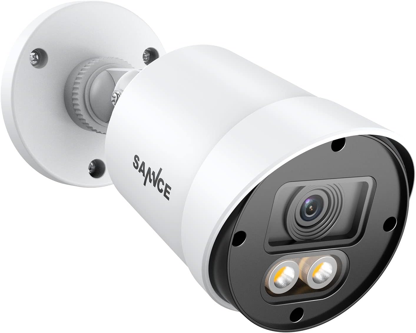 SANNCE Cámara de seguridad con cable de visión nocturna a todo color 1080P TVI, 2 luces cálidas, IP66 resistente a la intemperie para uso en