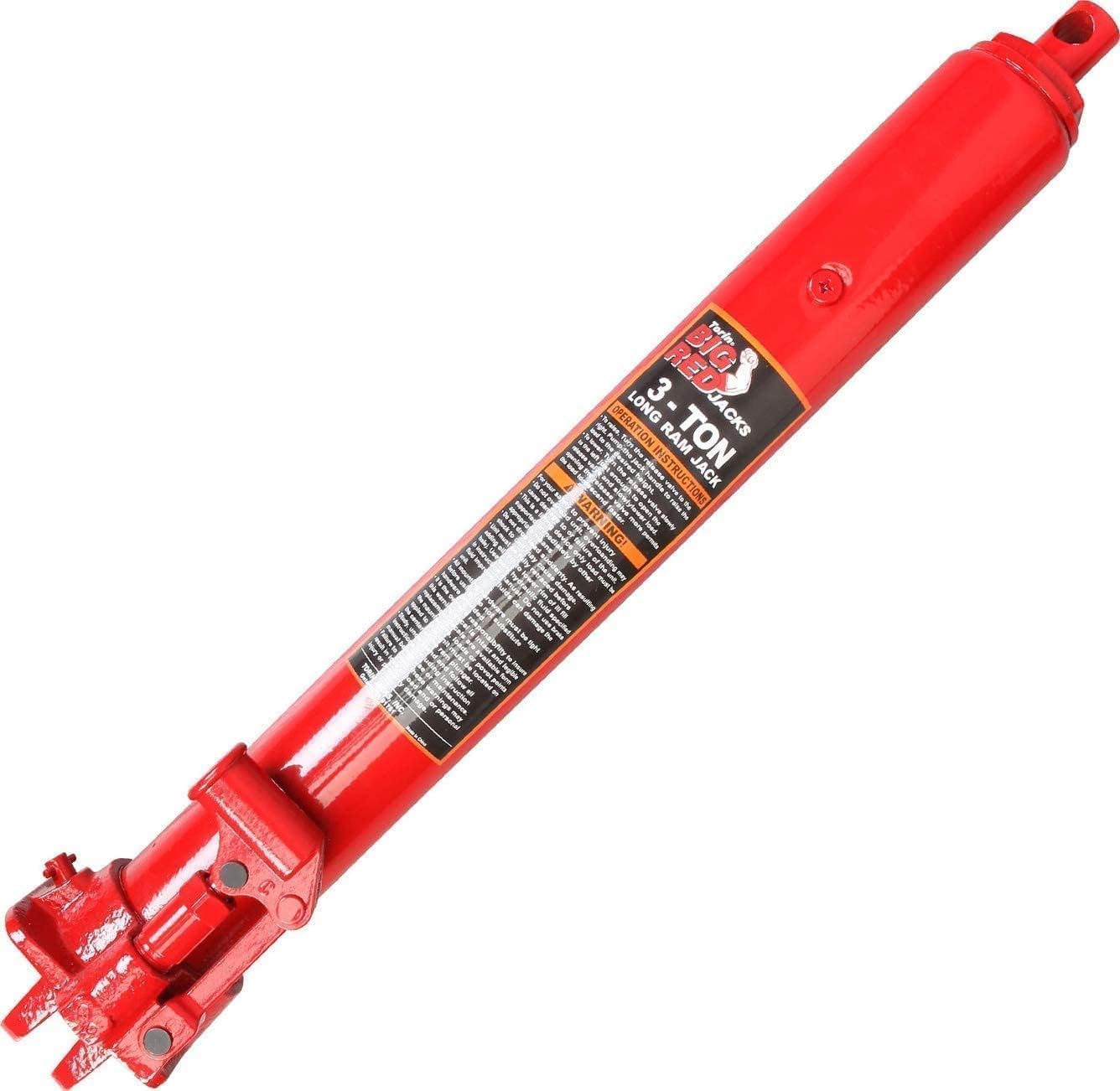BIG RED Gato hidráulico largo Ram con bomba de pistón simple y base de horquilla (Compatible con garajegrúas de taller, polipastos de motor y más),
