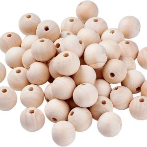 100 cuentas redondas de madera natural, bisque sin terminar, agujero grande, espaciador de madera, cuentas sueltas de 0.787 x 0.709 in para 100 cuentas redondas de madera natural, bisque sin terminar, agujero grande, espaciador de madera, cuentas sueltas de 0.787 x 0.709 in para