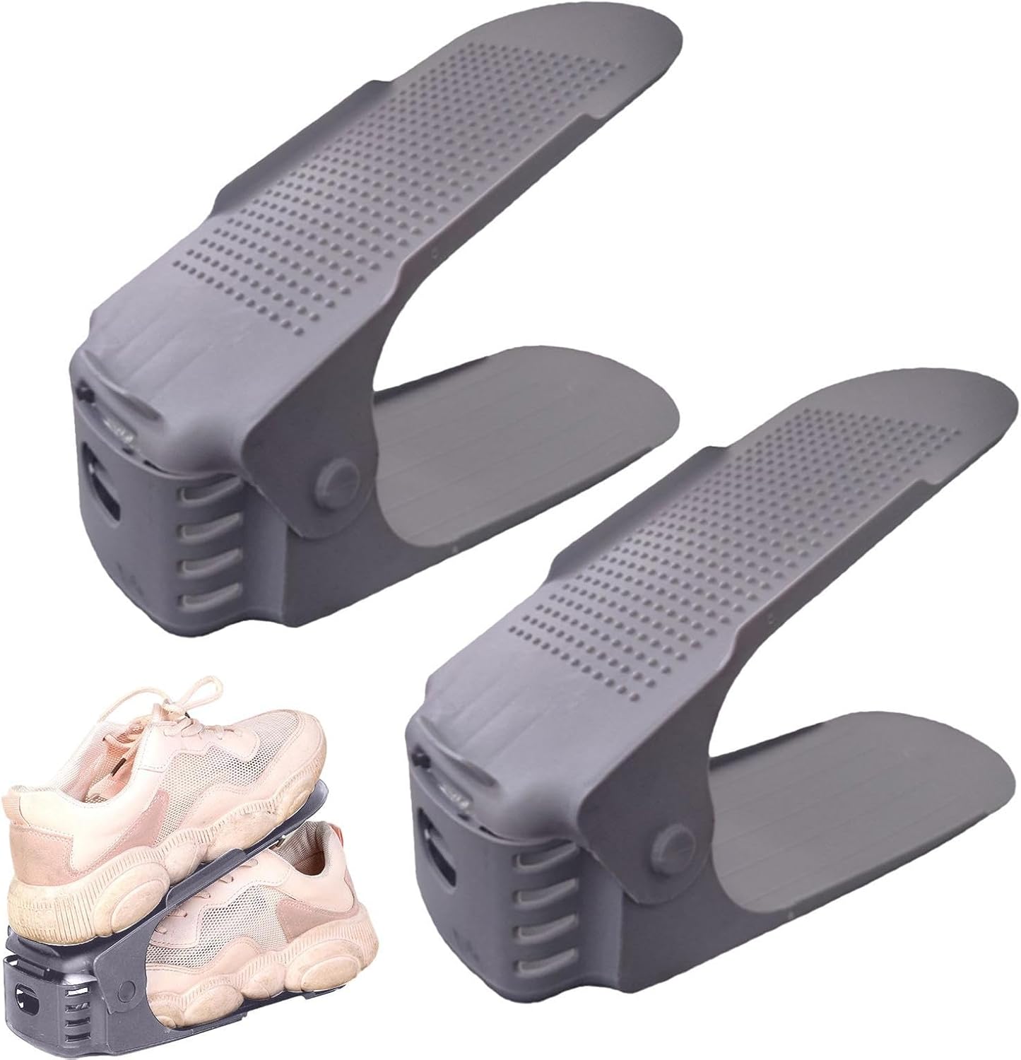 Organizador de ranuras para zapatos, apilador de zapatos ajustable, 4 piezas de ahorro de espacio para zapatos, soporte para zapatos de doble