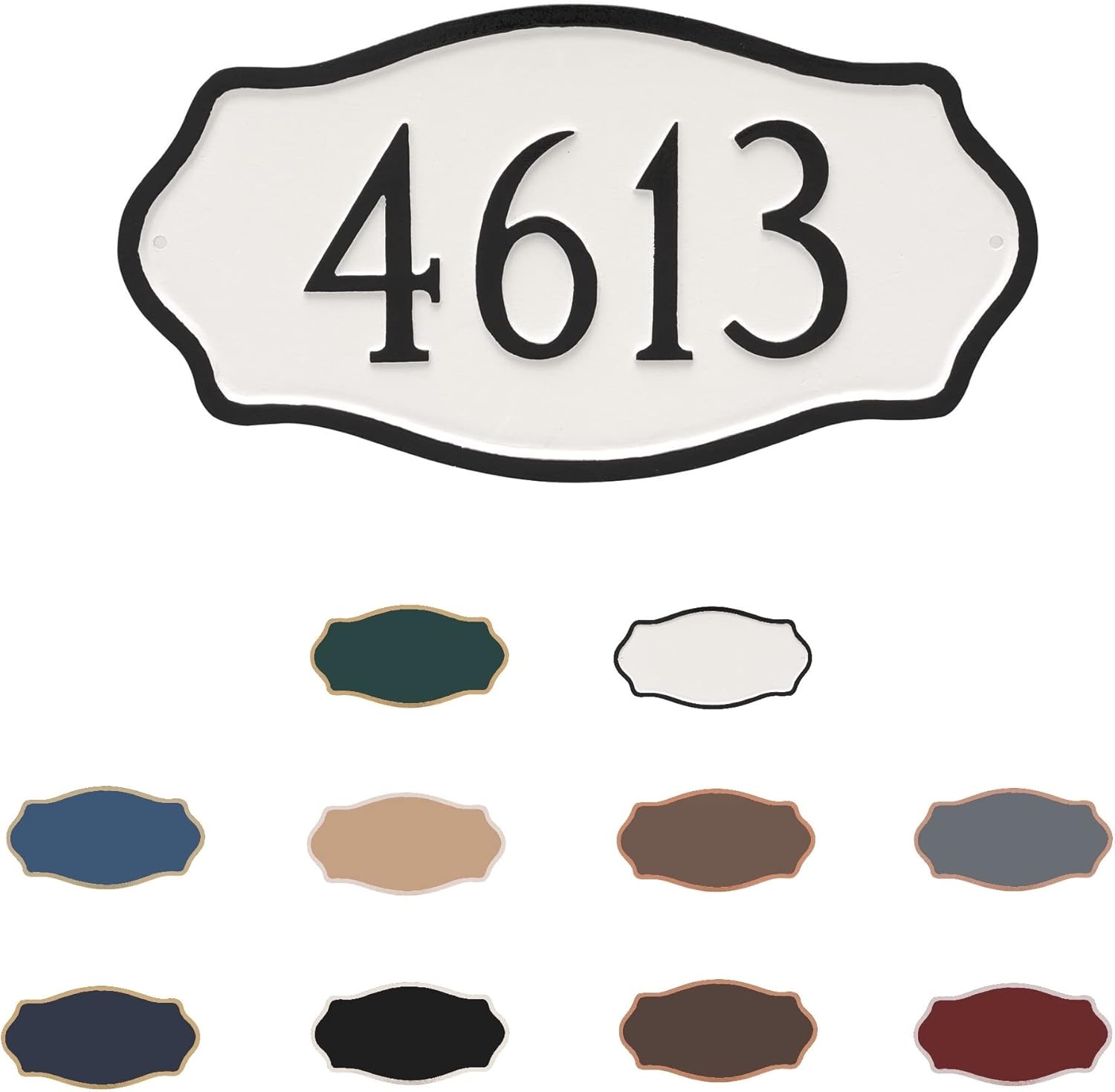 Letrero de números de casa – Placa de pared personalizada de metal fundido Hampton ONE Line – Letrero de dirección de montaje en pared – Aluminio