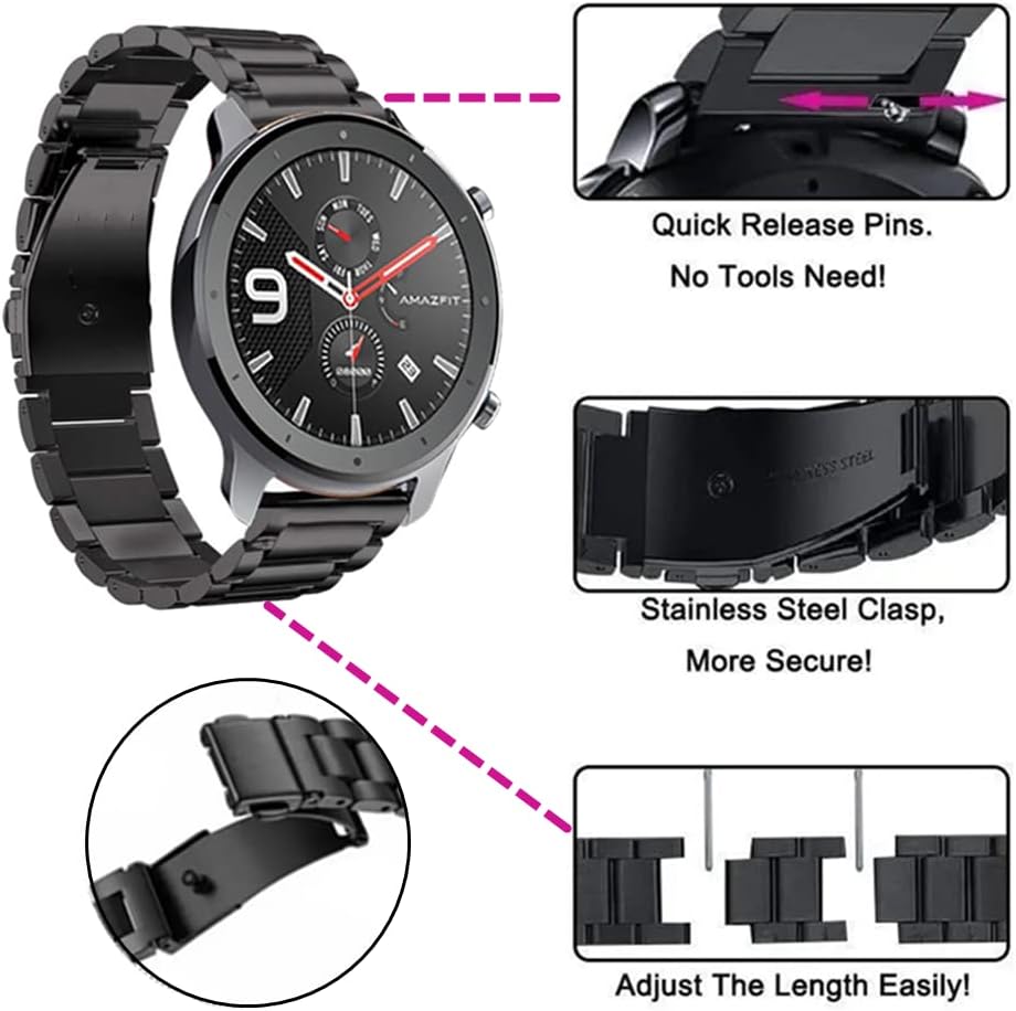18mm 20mm 22mm Metal Stainless Steel Strap Replacement compatible with Samsung Galaxy Watch 543,Galaxy Watch 3 41mmWatch 42mmActive 2,Galaxy Watch