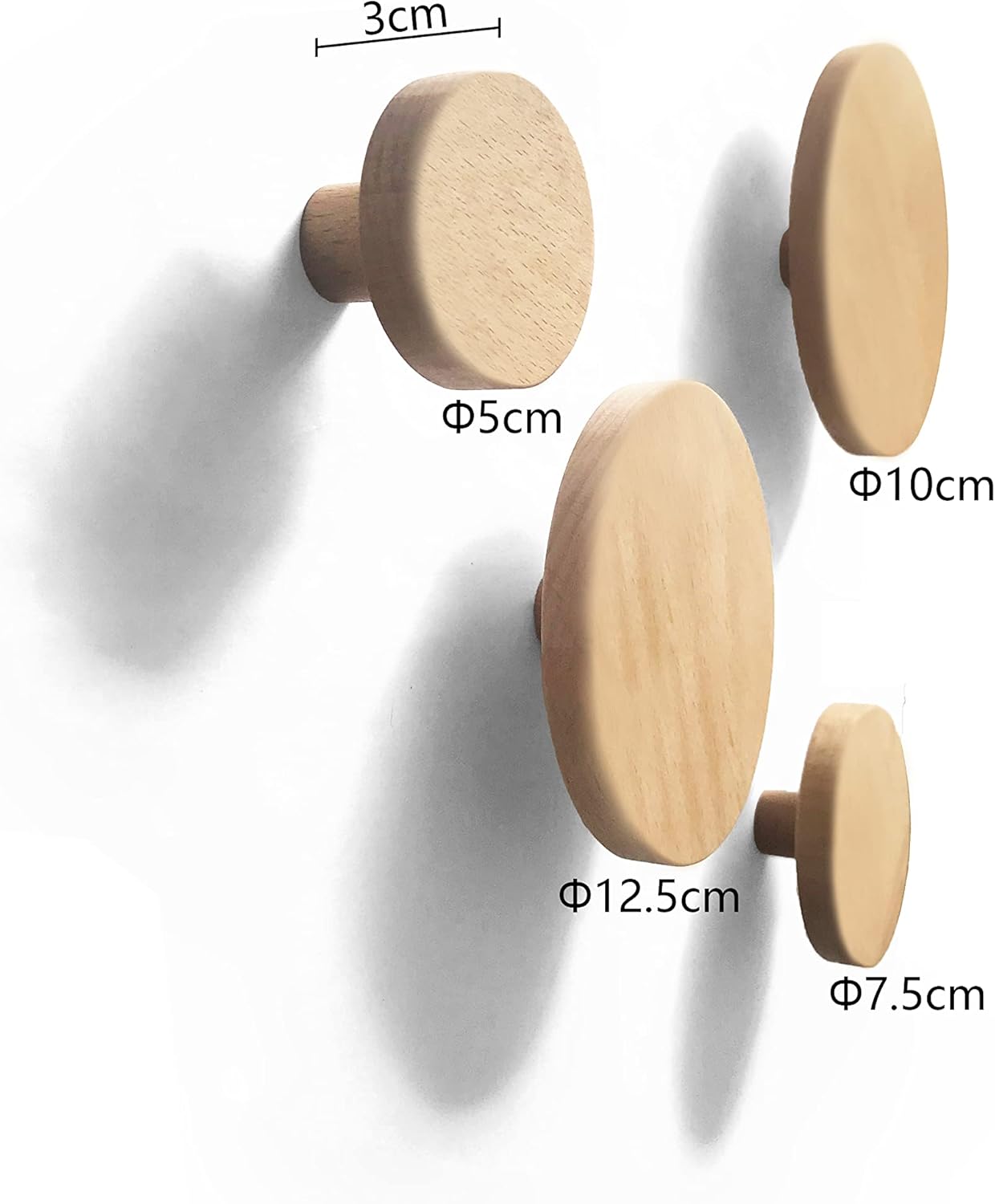Ganchos redondos de madera para colgar en la pared, perchas de madera para colgar en la pared, ropa, bufanda, sombrero, bolsa, toalla, decoración,