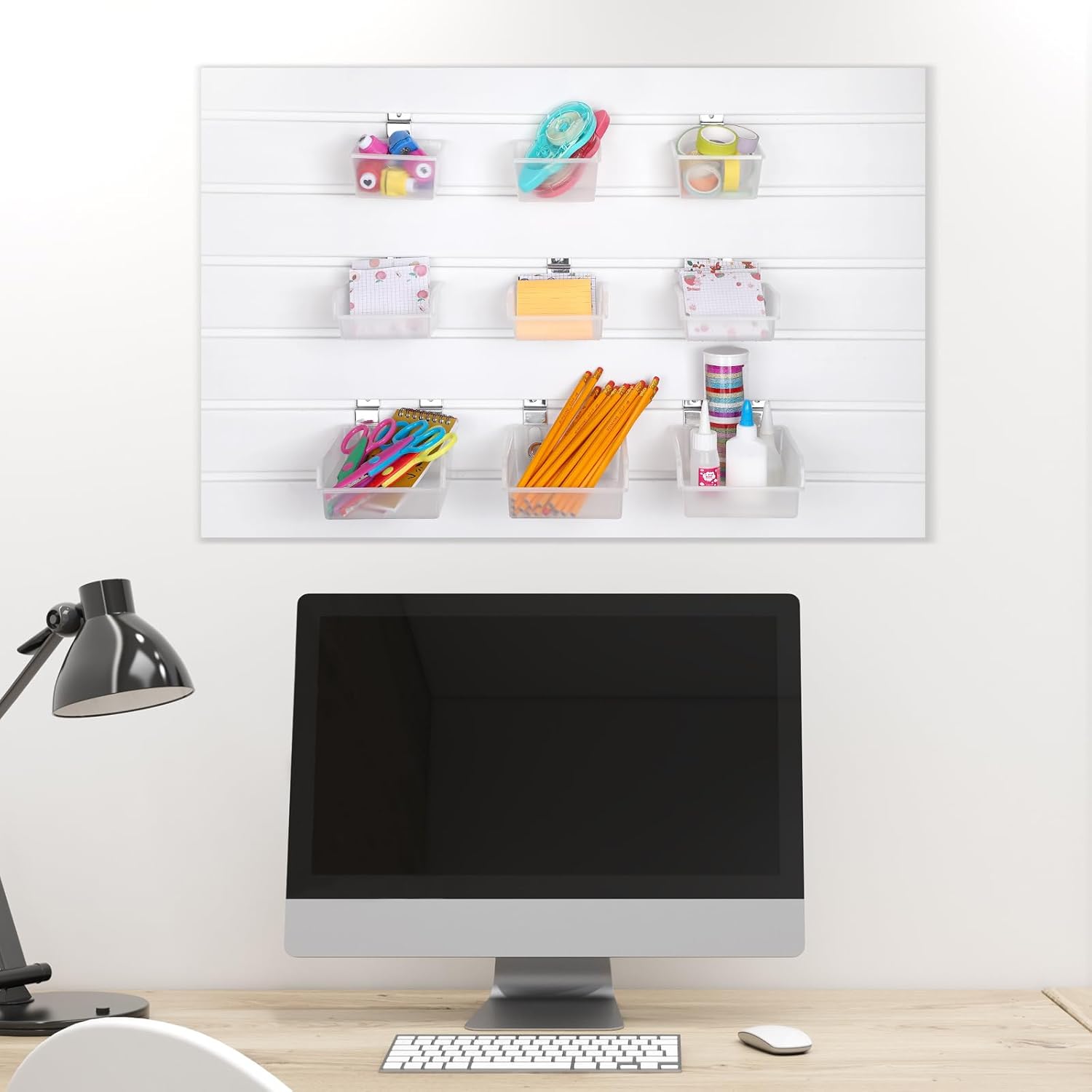 Paquete de 18 cubos Slatwall de accesorios, varios tamaños, de plástico, montados en la pared, con ganchos de pared para montaje en pared,