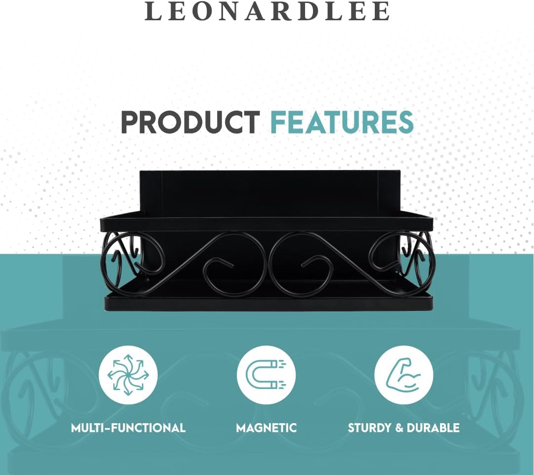 LEONARDLEE Estante magnético para especias para refrigerador, 2 piezas. Nuevo diseño de remolino, imán más fuerte, cuatro ganchos extraíbles para