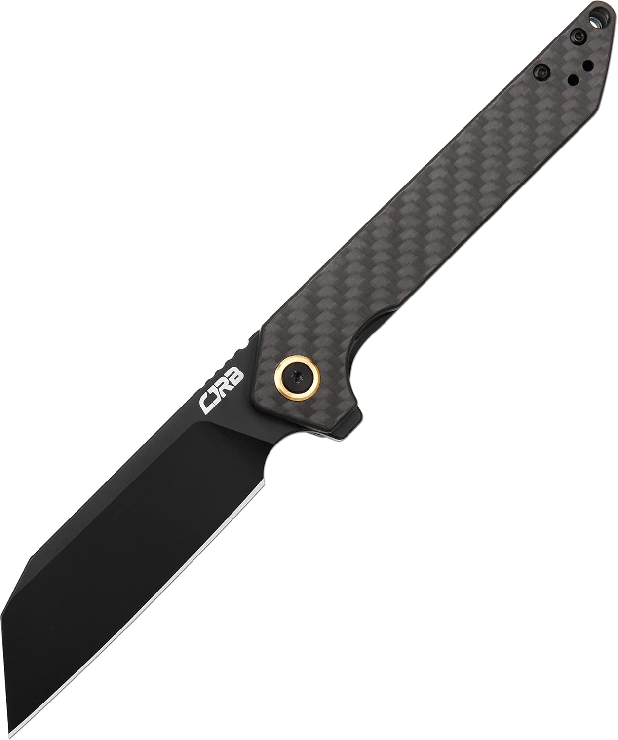 CJRB CUTLERY Cuchillo plegable Rampart (J1907-BCF) AR-RPM9 Acero en polvo Negro Hoja PVD Hoja de fibra de carbono Mango Cuchillo de bolsillo EDC