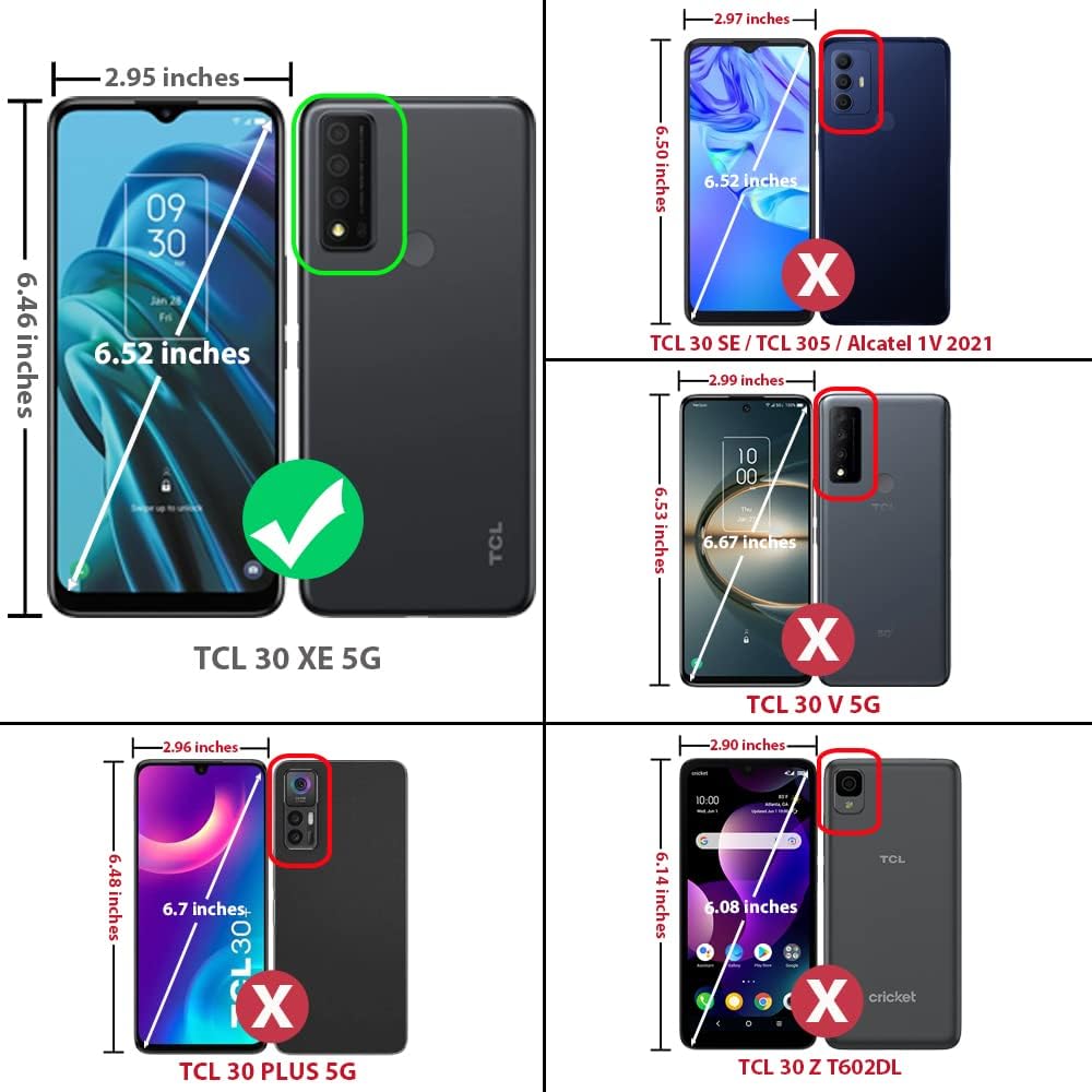 TJS Funda compatible con TCL 30 XE 5G en pulgadas, funda híbrida de doble capa a prueba de golpes, protección contra caídas (gris)