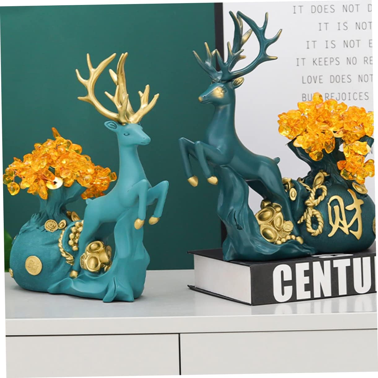 NOLITOY Encantadora estatua de alce 1 unidad, adornos de árbol de la riqueza, árbol de la vida, árbol de la vida, decoración del hogar, accesorios