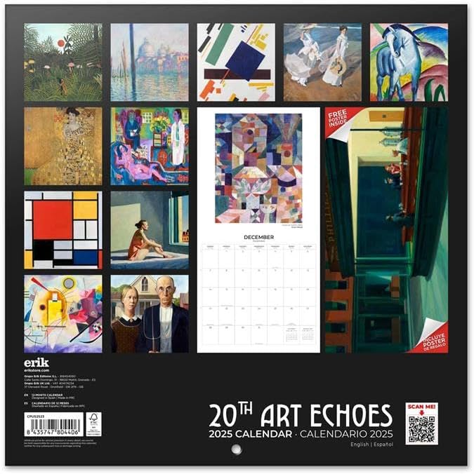 FSC – Calendario de pared 2025 de 12 x 12 pulgadas, sin plástico, comienza la semana del domingo, calendario de pared cuadrado, calendario de