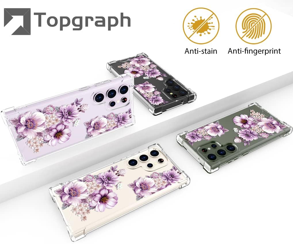 Funda transparente con diseño floral lindo para mujer, diseño femenino para Galaxy S23 Ultra, diseño floral compatible con Samsung Galaxy S23 Ultra