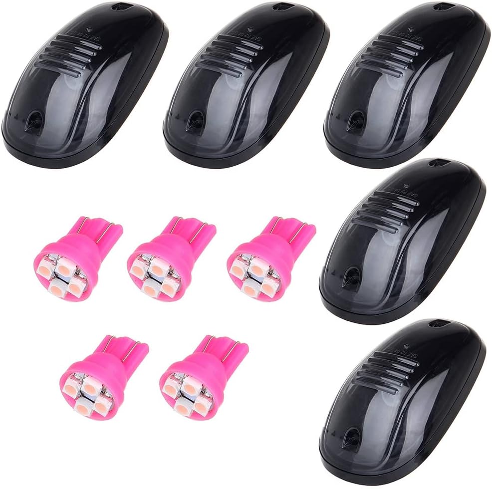 ECCPP Paquete de 5 marcadores de cabina ahumados para techo y 5 luces LED T10 púrpura rosa para Dodge 2003-2018 para Dodge para Ram 2500 3500