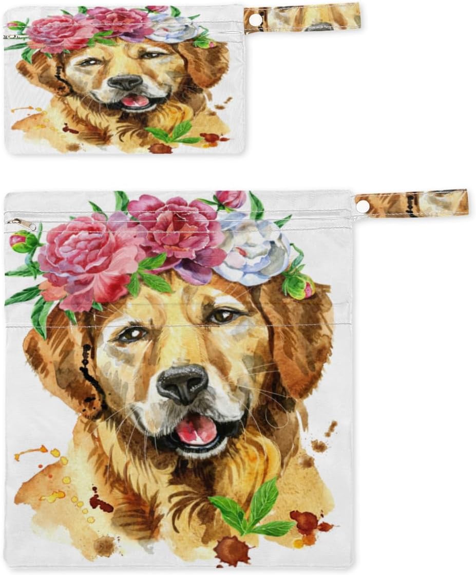 Lindas bolsas húmedas y secas para perros, 2 bolsas reutilizables impermeables para pañales, piezas de extractor de leche, toallas de baño, toallas