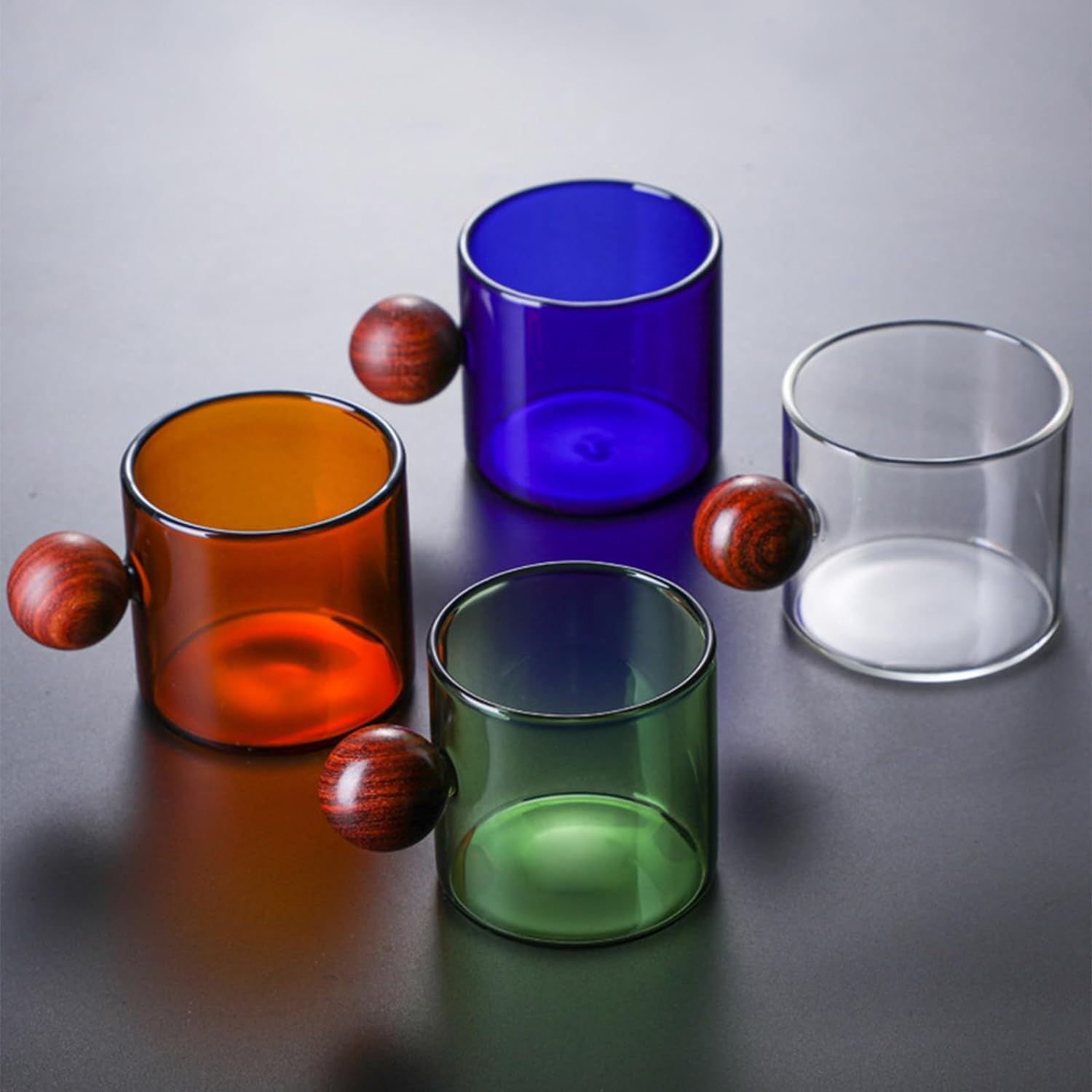 Tazas de espresso (paquete de 4) tazas de café expreso transparentes de 4 onzas para máquinas de espresso, aptos para microondas (4 colores)