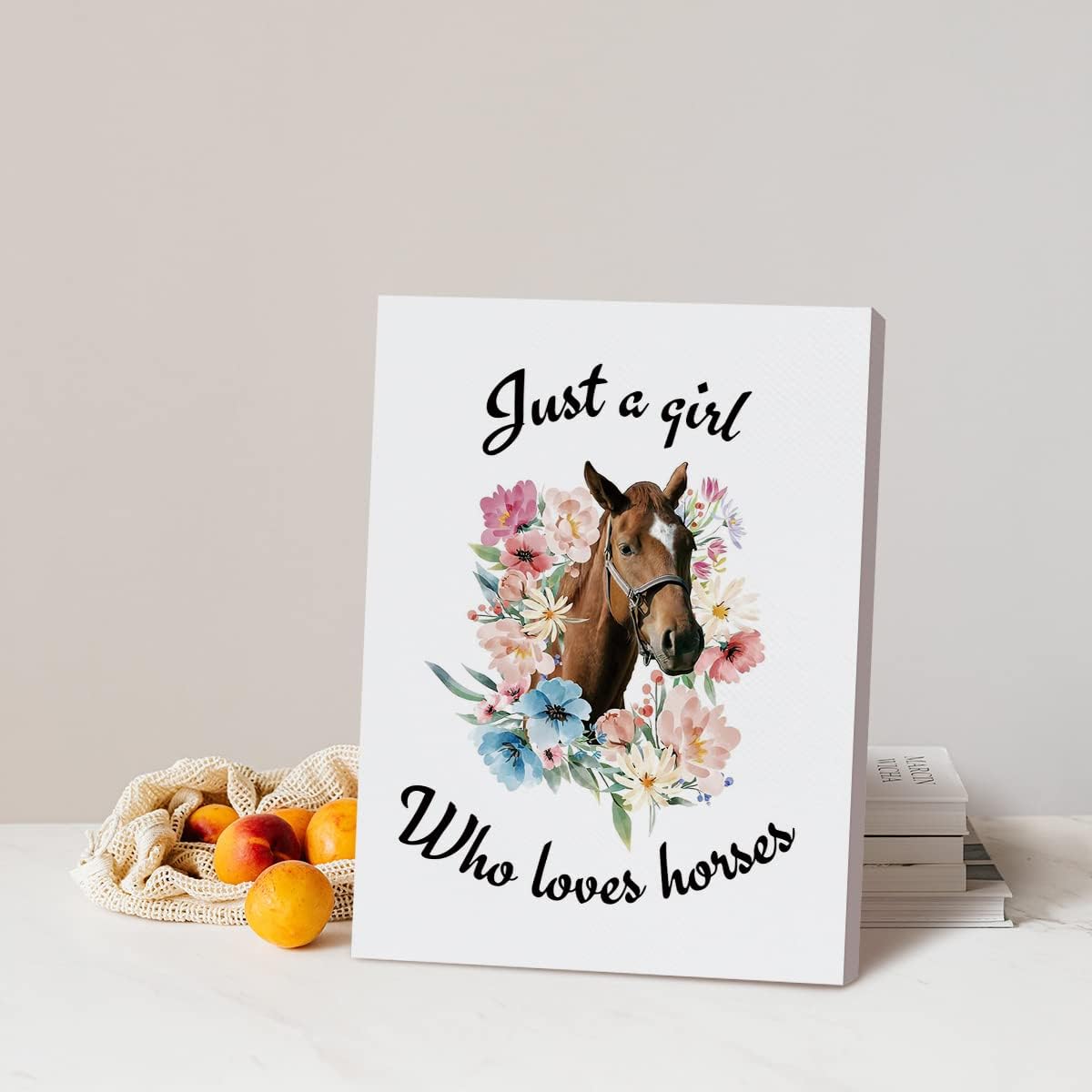 Just A Girl Who Loves Horses – Lienzo decorativo para pared, decoración artística temática de caballos, para oficina, hogar, baño, dormitorio de