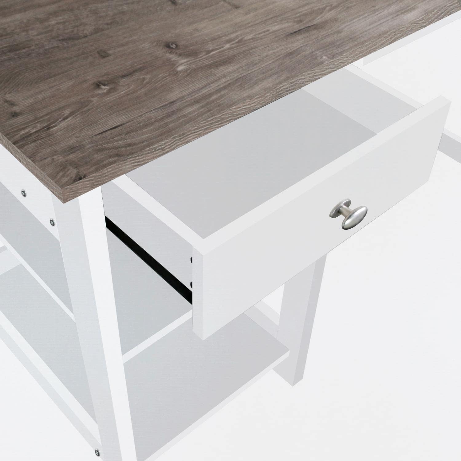 Saint Birch Finley – Escritorio moderno de madera con gabinete en roble blancogris