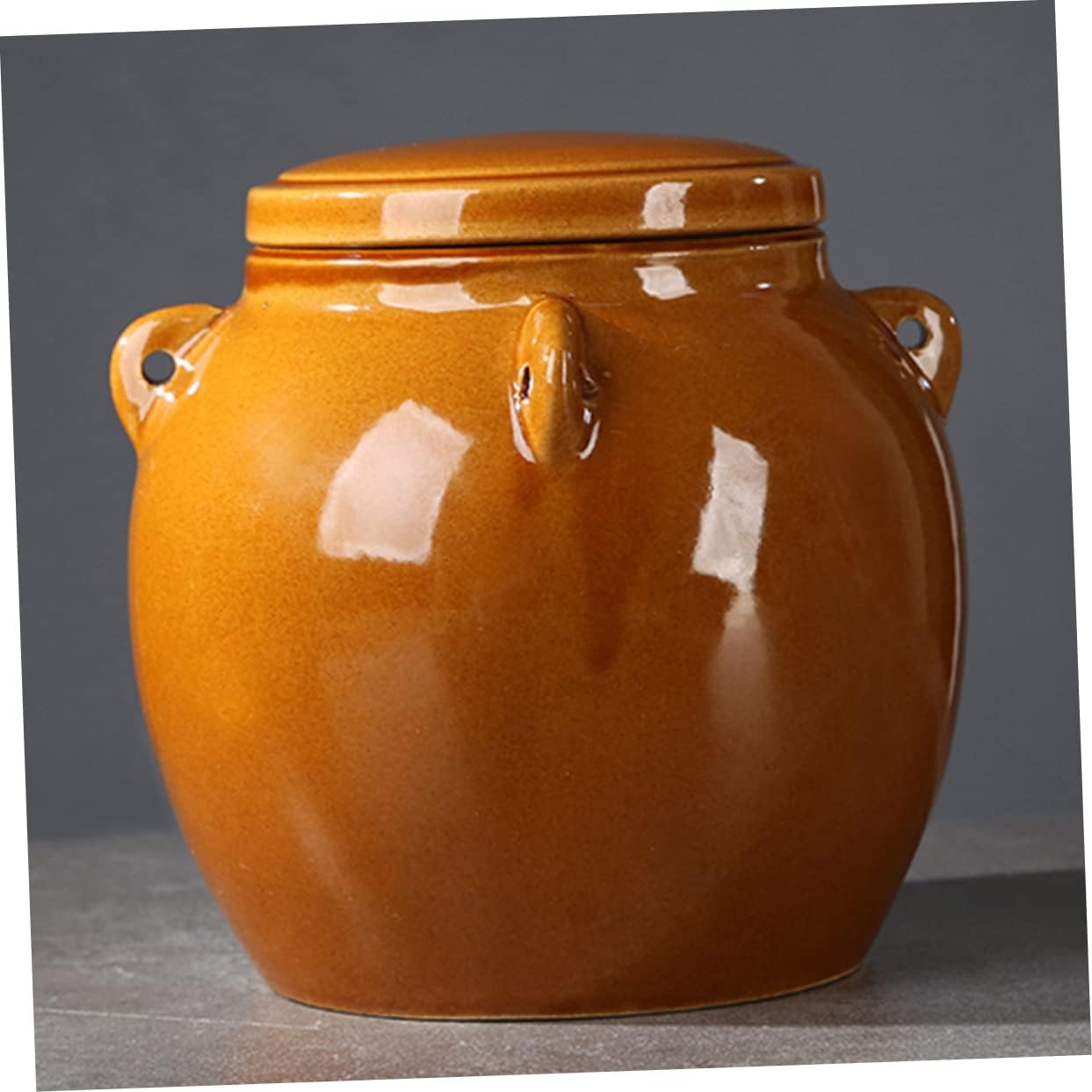 YARNOW Olla de decapado Tarro de cerámica hermético Kimchi coreano Recipientes de comida china con tapa Recipiente pequeño de cerámica Contenedores