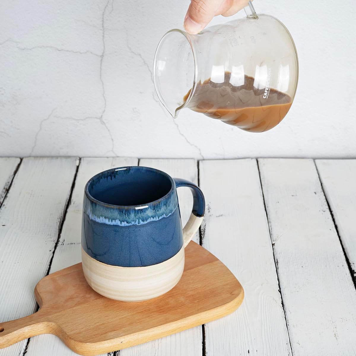 Bosmarlin Taza de café de cerámica extragrande, 23 onzas, apta para lavavajillas y microondas, taza de té grande de gran tamaño, esmalte reactivo
