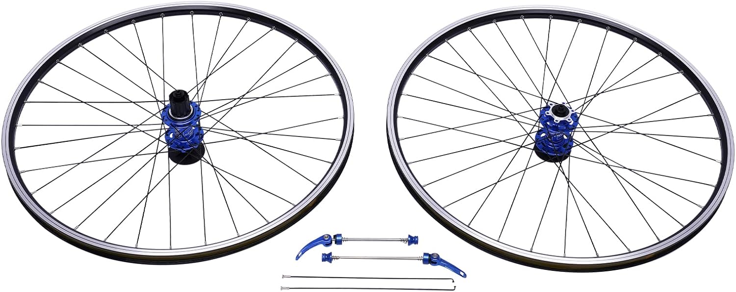 MTB – Juego de ruedas para bicicleta de 27.5 pulgadas, cubo de aleación de aluminio QR de 5 colores, llanta de frenos de disco de doble orificio de