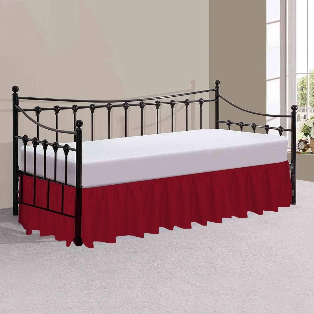 Falda de cama de día con esquinas divididas, falda de cama con volantes de polvo, falda de cama para camas de día, esquinas divididas, reunión de