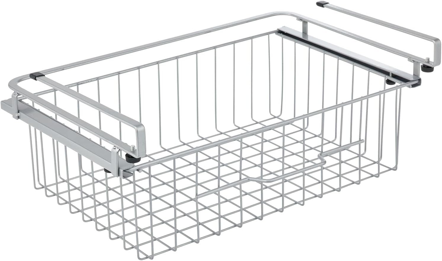 mDesign Cesta grande de alambre de metal para colgar en cajón, organizador de almacenamiento deslizante debajo del estante, se fija a la estantería,