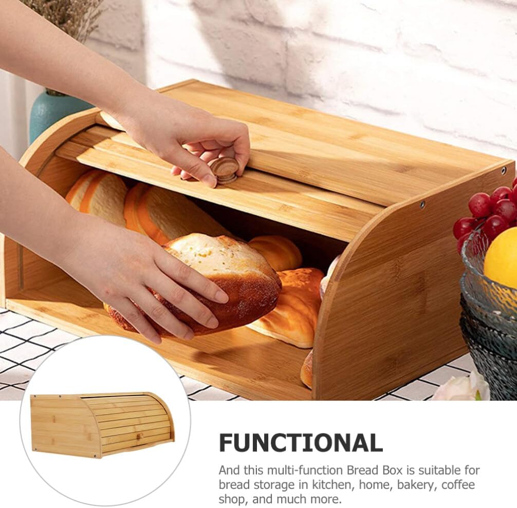 Hemoton Caja de bambú para alimentos para alimentos cajas de pan para encimera de cocina, organizador de pan, almacenamiento de pan, soportes para