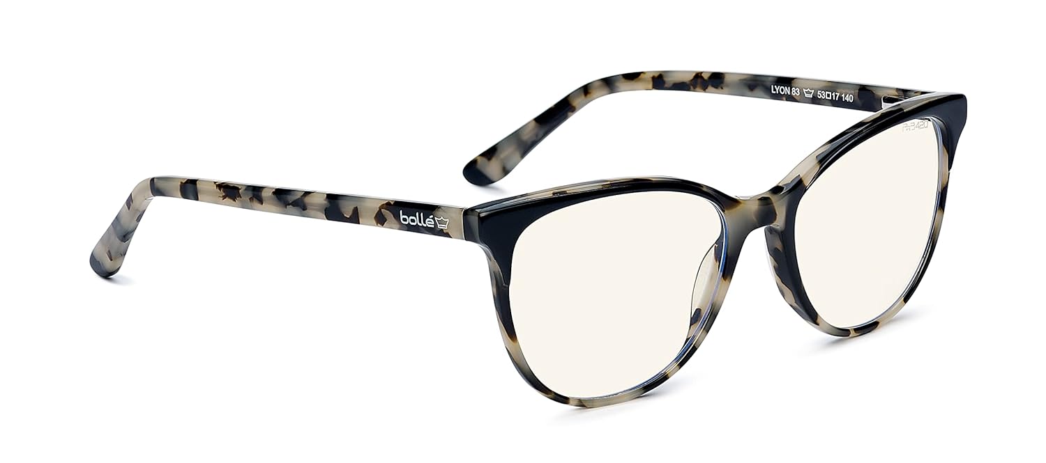Bollé Seguridad – LYON, Gafas de seguridad con bloqueo de luz azul, Acetato Light Tortoise, lentes de PC Plano