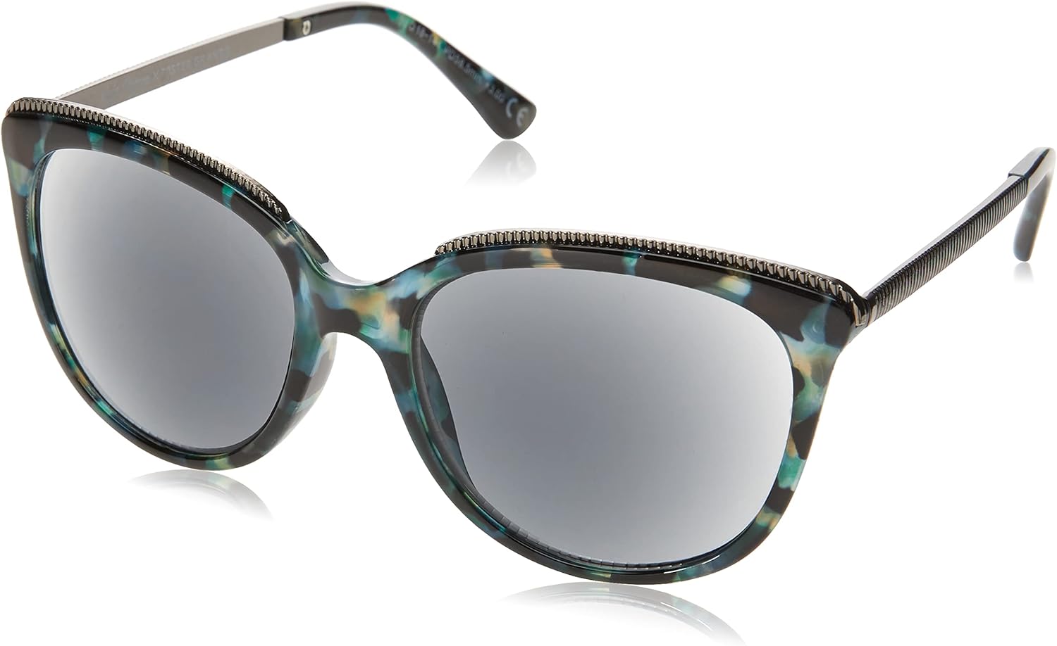 Sofia Vergara x Foster Grant Gafas de lectura Margarita Full Lens Sunreaders Cat-Eye para mujer, Tortuga azul lechoso