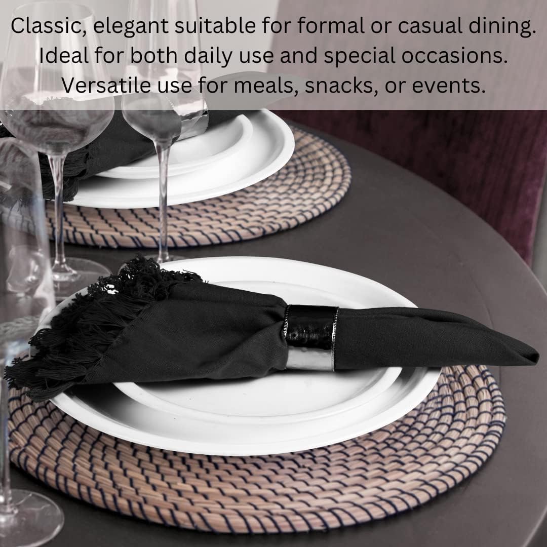 Urbana Cotton Juego de 12 servilletas de tela de cocina con flecos, 100% algodón, suaves y duraderas, ideales para comedor, restaurante, bodas y