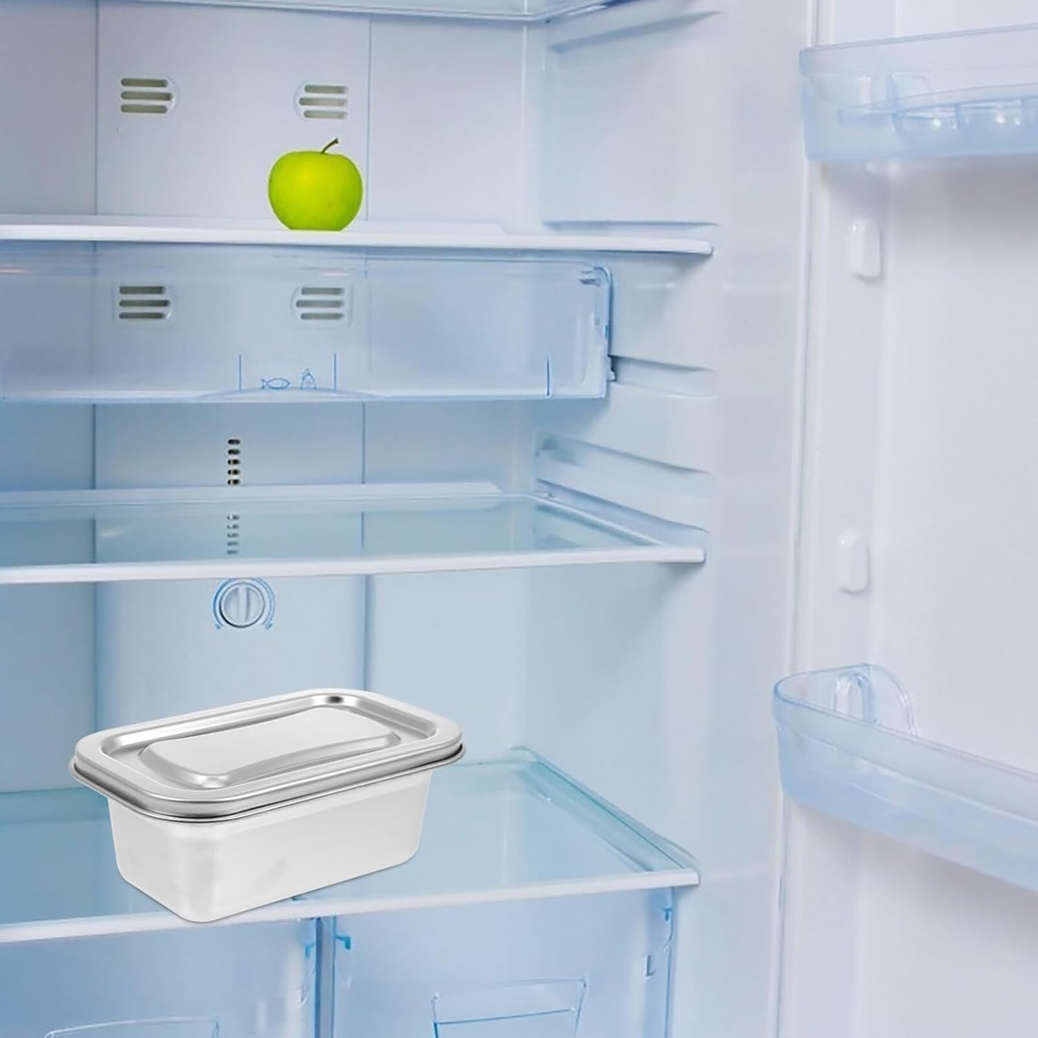 Contenedor de almacenamiento de alimentos de acero inoxidable, mini caja de soporte de helado, caja organizadora de nevera, contenedor de congelador