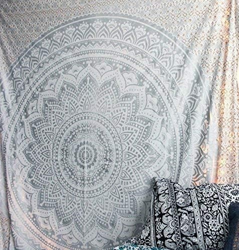 Bless International Tapiz hippie tradicional indio de mandala para colgar en la pared, tapiz de algodón, colcha bohemia ombré (King (88 x 104