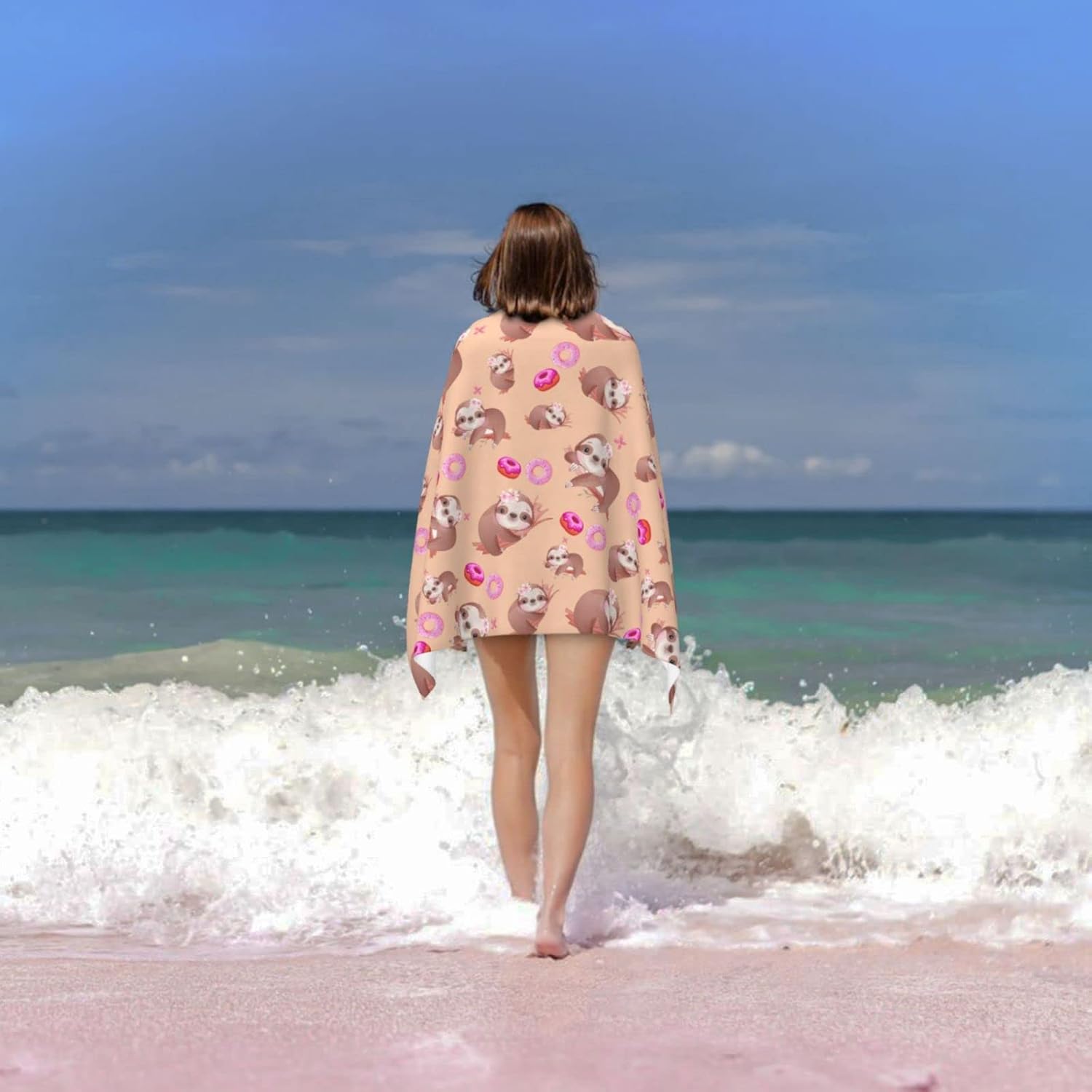 Lindas toallas de baño de donas de perezoso, toalla de playa súper suave, toalla de microfibra de primera calidad para baño, ducha, deportes, yoga,