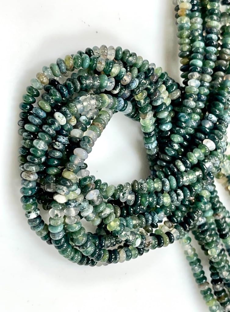 Heishi – Cuentas de piedras preciosas naturales de jade verde de 0.157 x 0.079 in, hebras sueltas de 16 pulgadas de largo, cuentas sueltas de
