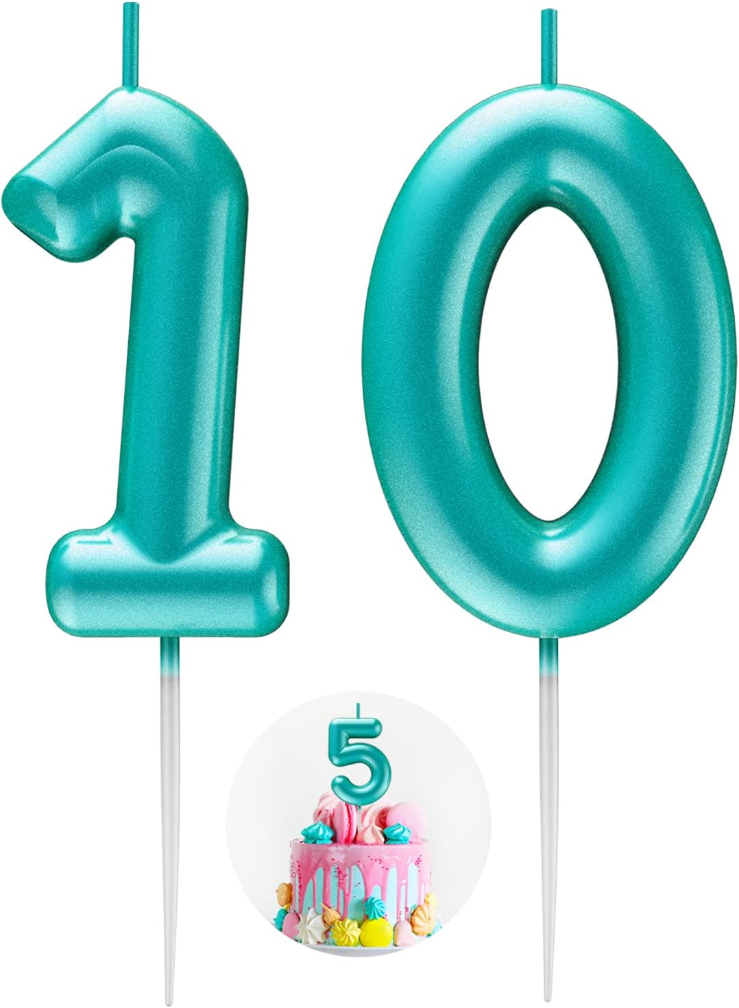 Vela azul número 10 feliz cumpleaños número 3D velas para cumpleaños pastel decoración fiesta boda aniversario celebración suministros