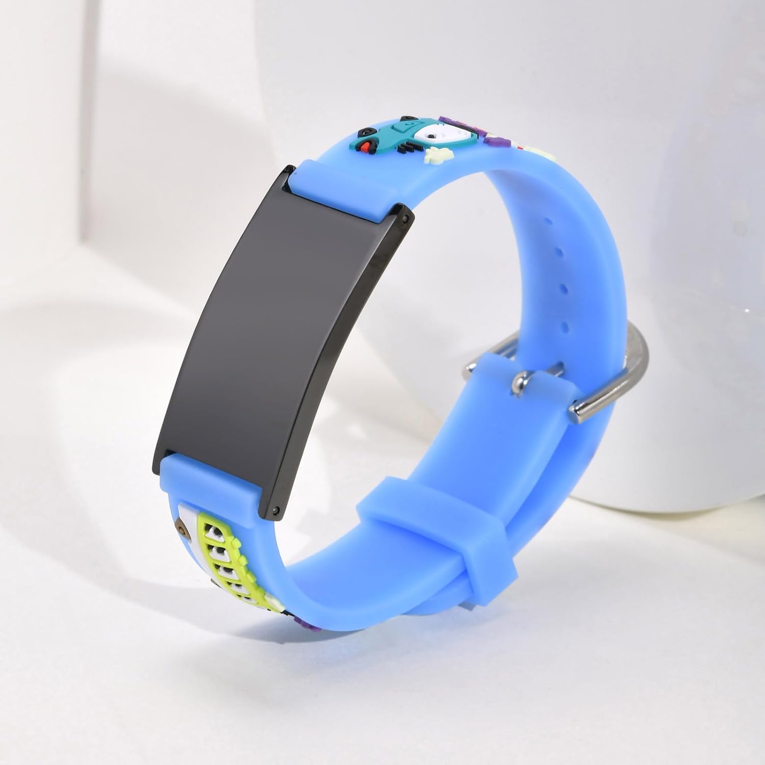 Pulseras de identificación de seguridad para niños, de silicona suave, de acero inoxidable, con grabado gratuito, de varios colores, ajustables,