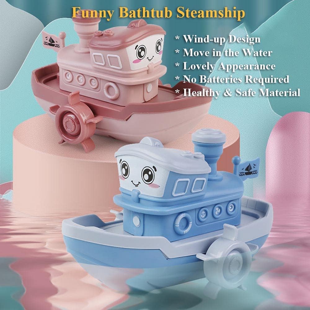 Juguete de baño de barco de vapor de cuerda para bañera, juguete de bañera de vapor, juguete de agua, mecánica, barco, piscina, juguete modelo de