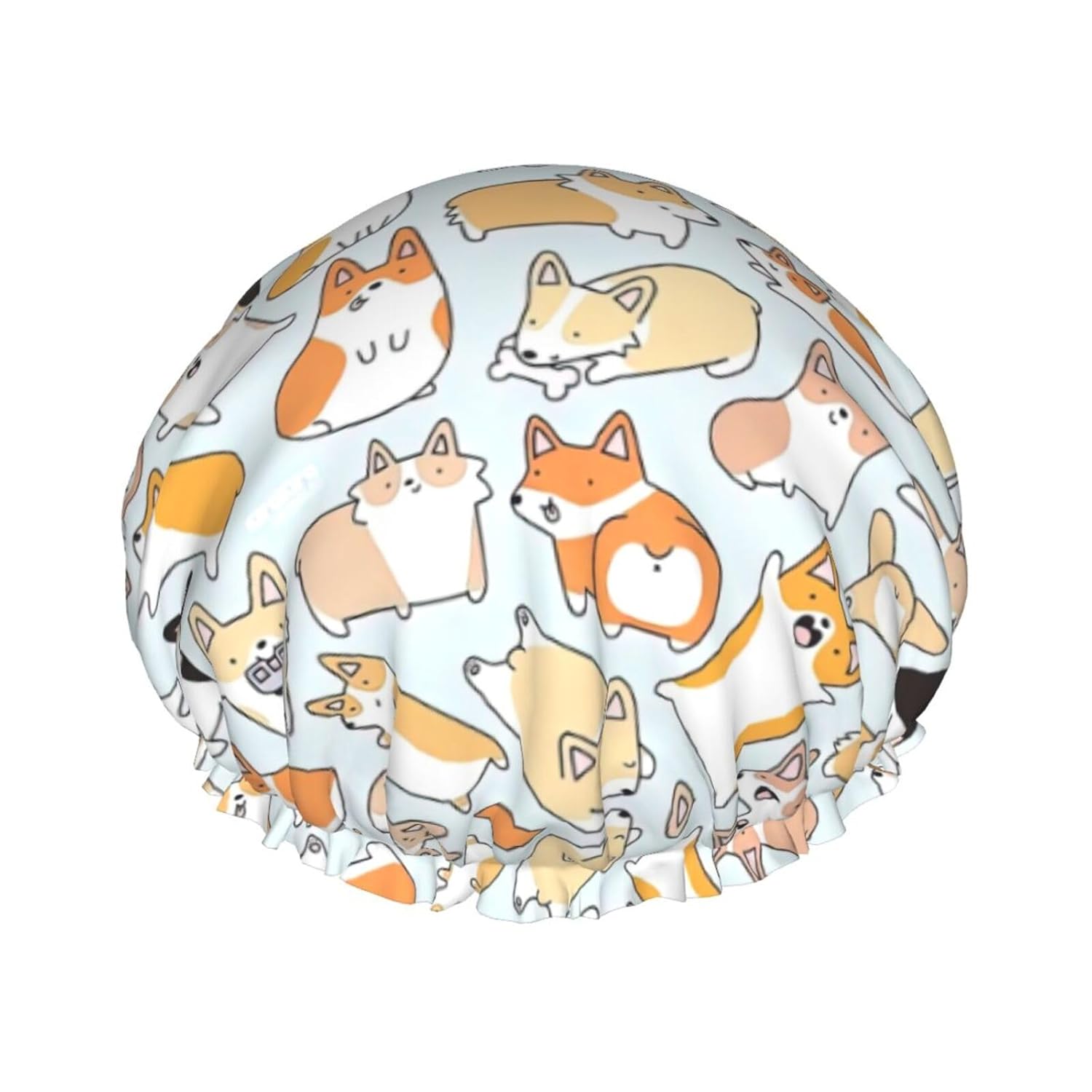 Gorro de ducha para perro, marco completo, estampado de doble capa, impermeable, cómodo, elástico y portátil