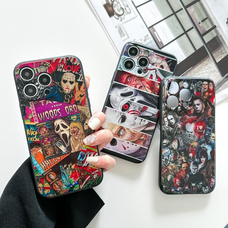 AraoUe Funda de teléfono de Halloween para iPhone 14 Pro Max para niños, niñas, hombres, mujeres y adolescentes, impresión de collage de caras