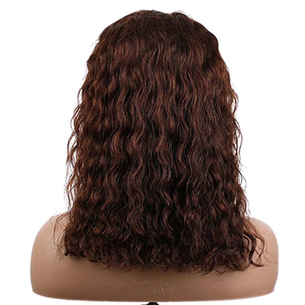 Pelucas de cabello humano con encaje frontal HD #4, sin pegamento, color chocolate, natural, estilo Bob, pelucas frontales de 13 x 4, pelucas de