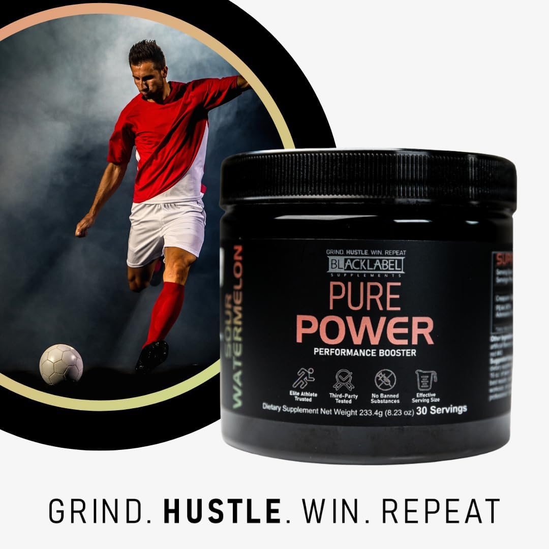 BLACKLABEL Supplements – Pure Power – Suplemento dietético preentrenamiento – Potenciador de rendimiento – Sin estimulantes – Constructor muscular –