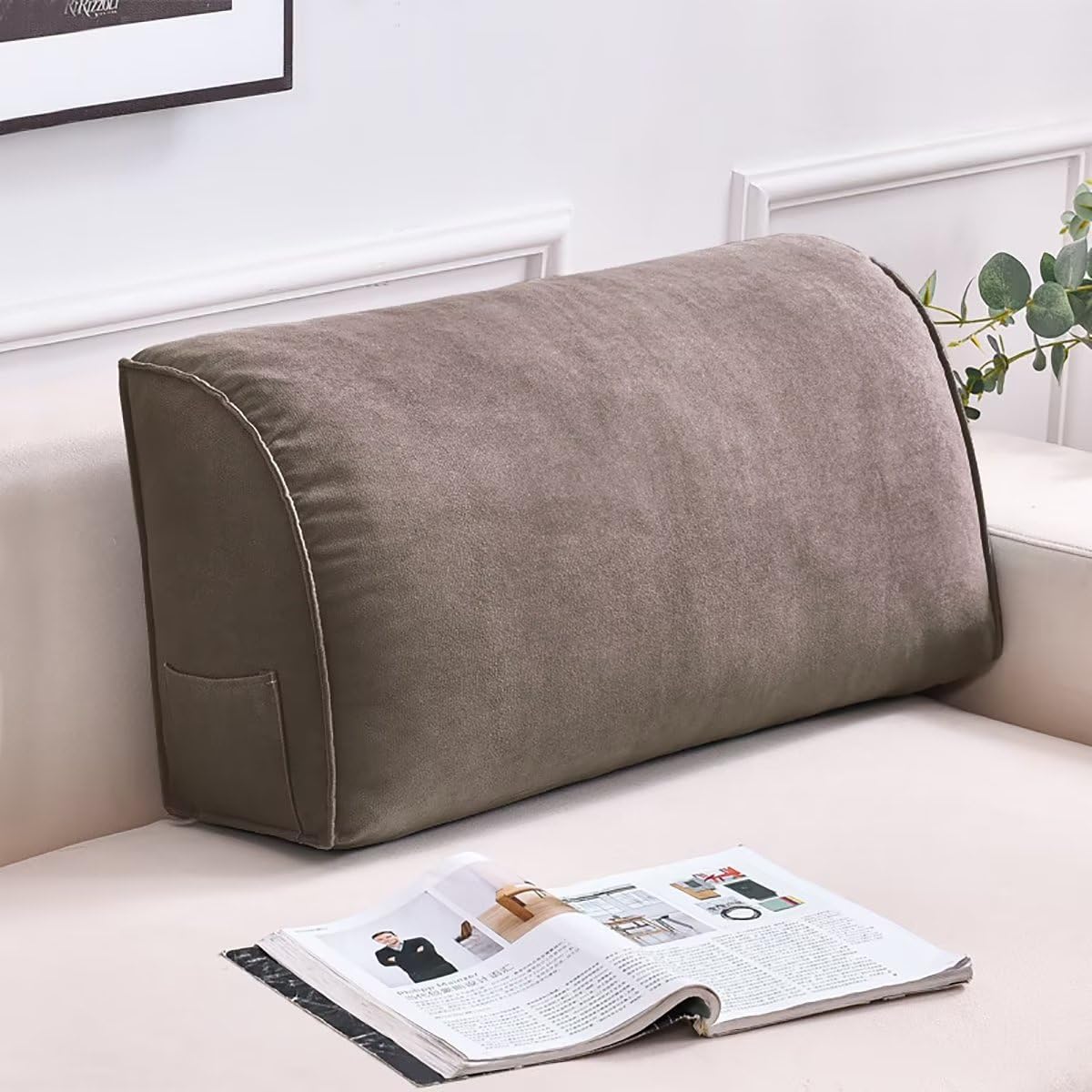 Almohada de cuña para cabecero de lectura, para sentarse en la cama, cojín triangular para respaldo, soporte lumbar y espalda, almohadas tapizadas