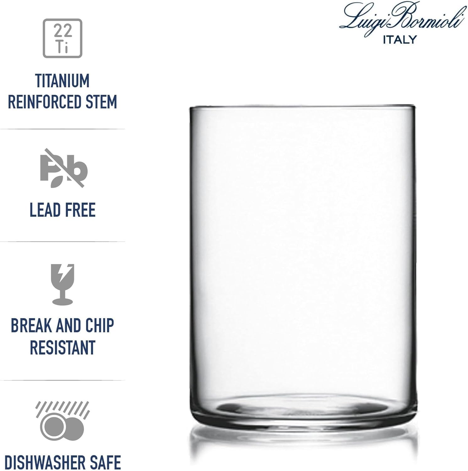 Luigi Bormioli Son.hyx – Juego de 6 vasos de cristal soplado de alta tecnología, 15.25 onzas, para cóctel, té helado, agua, jugo, fabricado en Italia