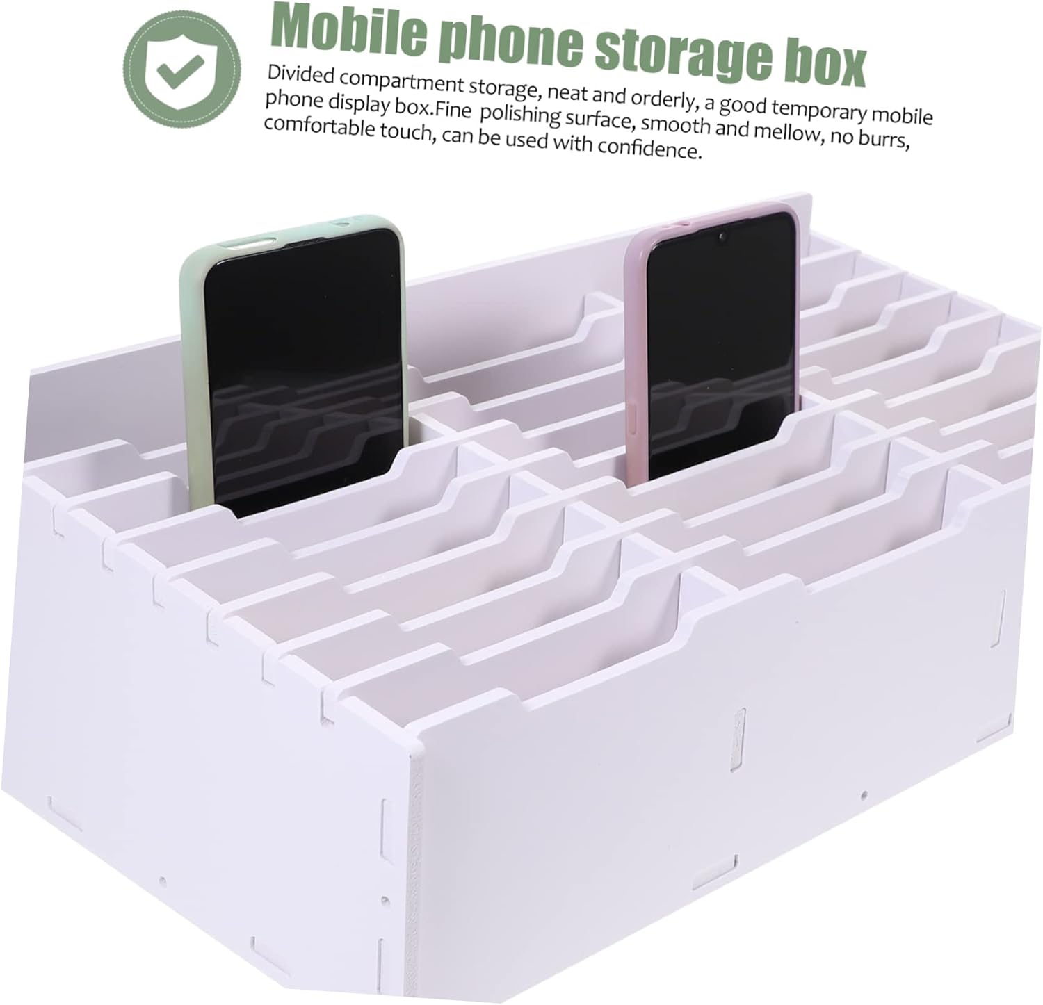 GRIRIW Caja de almacenamiento para teléfono móvil, calculadora de escritorio, organizador de escritorio, estante blanco, calculadora de aula, buzón