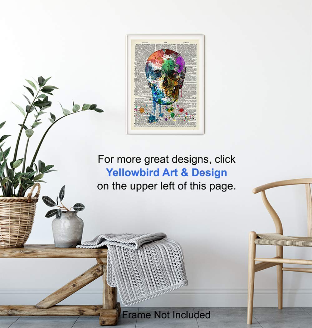 Skull Decor – Skull Wall Decor – Graffiti Skull Wall Art – Gothic Decorations – Goth Wall Art – Grunge Posters Room Decor – Trippy Wall Art – Skull