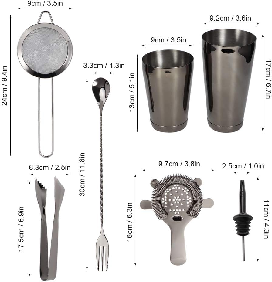 Kit de camarero de 11 piezas, juego de coctelera, multifunción de acero inoxidable profesional, juego de herramientas de coctelera profesional,