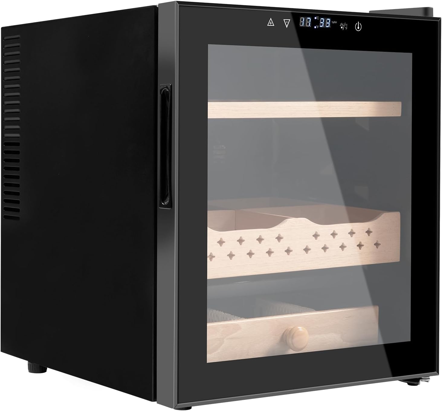 Waleaf Gabinete de control de temperatura eléctrico 50L Puerta de vidrio templado de doble capa eléctrica independiente con control de humedad de