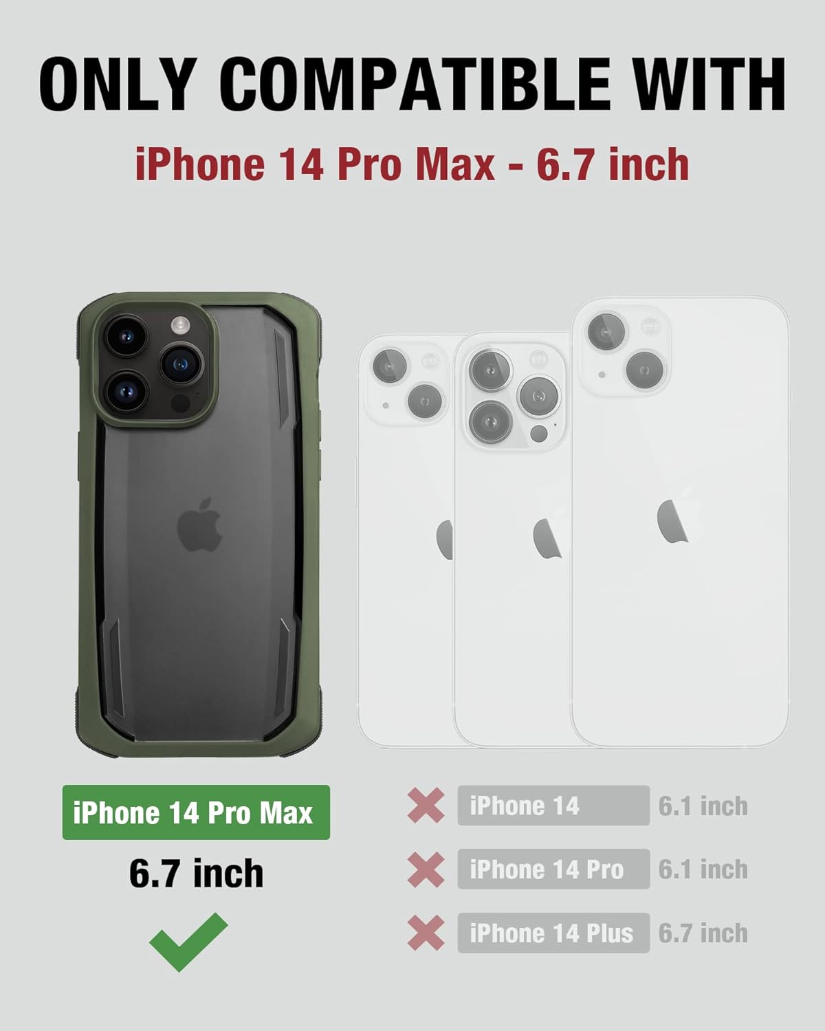 RAPTIC Funda segura para iPhone 14 Pro Max, protección contra caídas de 13 pies de grado militar, a prueba de golpes y arañazos, funda protectora no