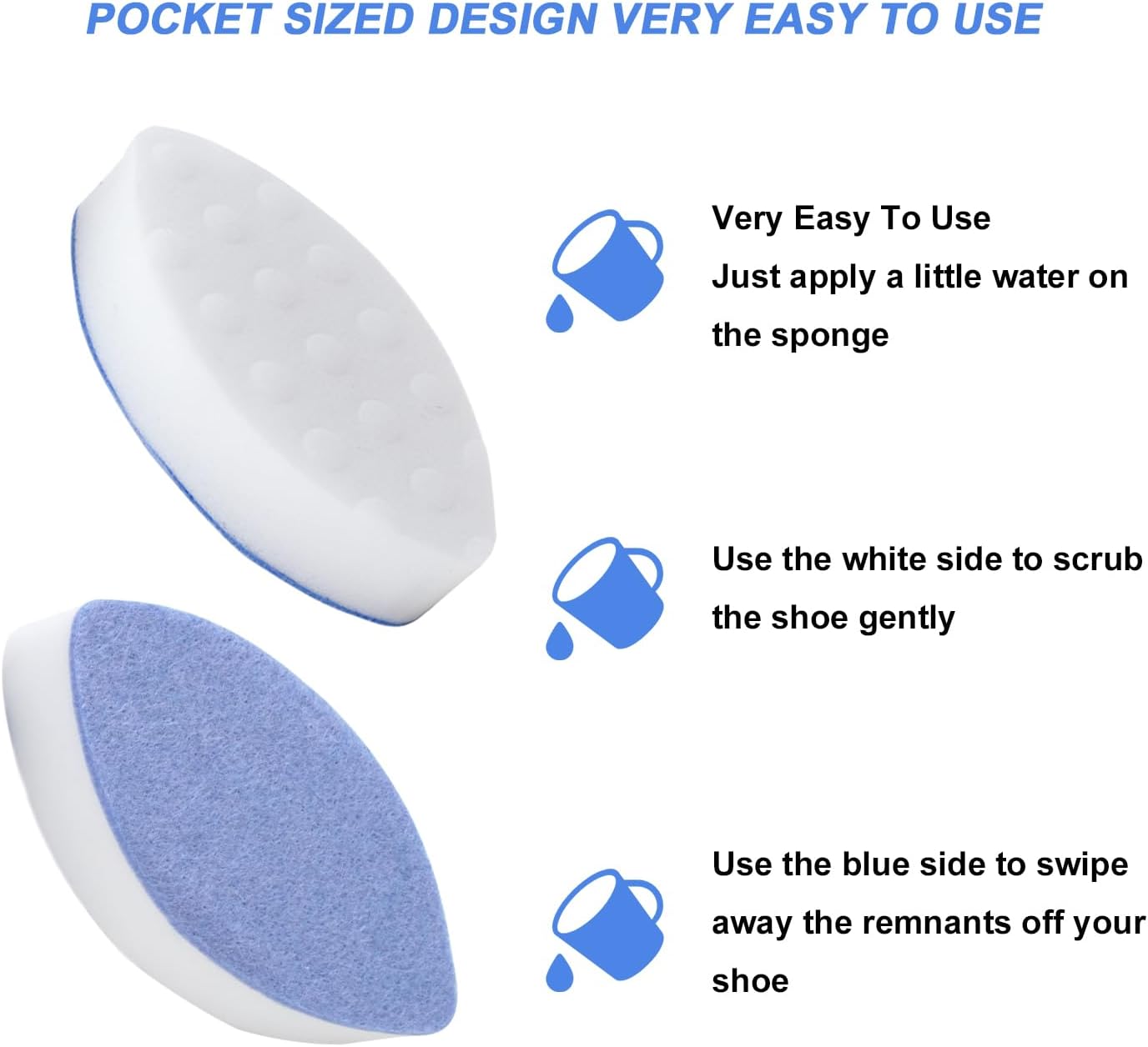 Limpiador instantáneo de suela y zapatillas, esponja elipse de doble cara premium perfecta para la limpieza de zapatos