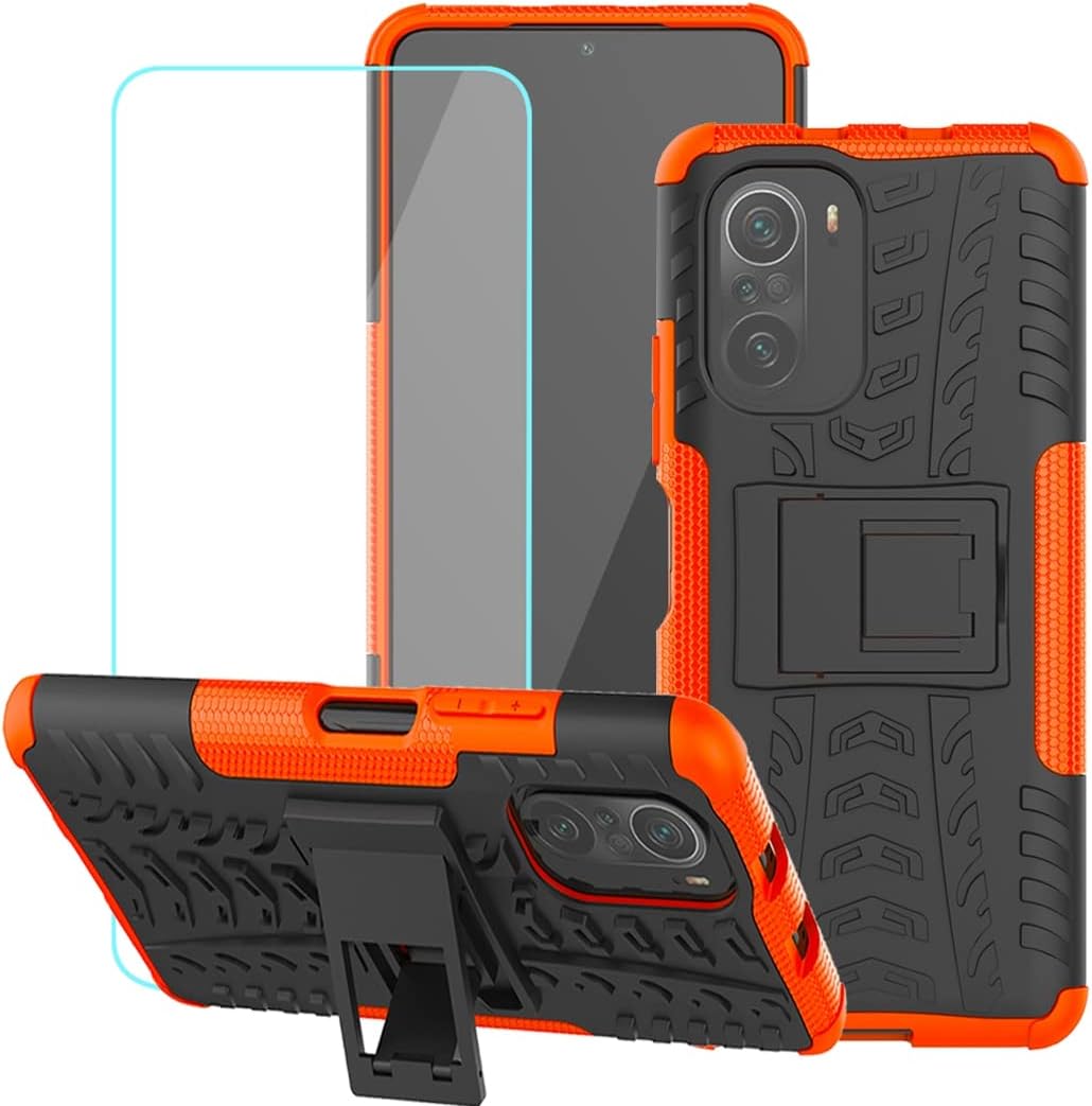 Funda para Poco F3 5GMi 11X 5GK40Redmi K40 Pro con protector de pantalla de vidrio templado, con función atril de policarbonato duro, cubierta
