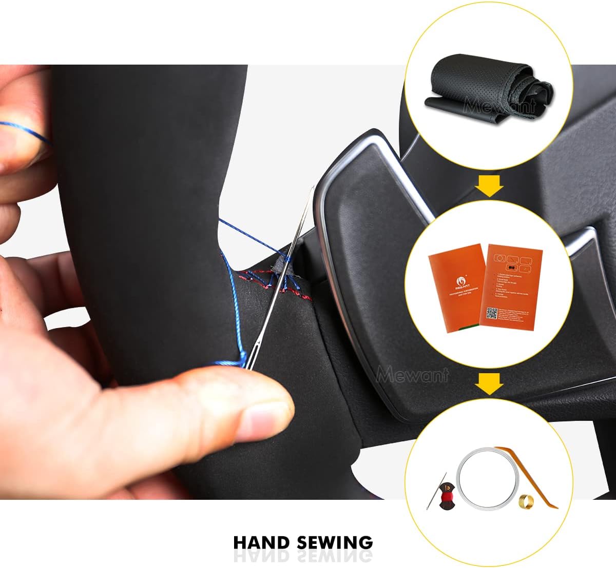 MEWANT Funda para volante de automóvil Alcantara para Chevrolet Corvette (C8) 2020-2022  Stingray  Z06