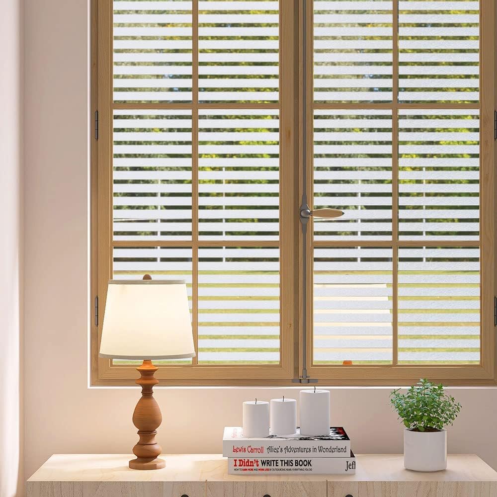 Película esmerilada a rayas para ventana, calcomanía de privacidad para ventana, vinilo decorativo para ventana, protección UV, película estática